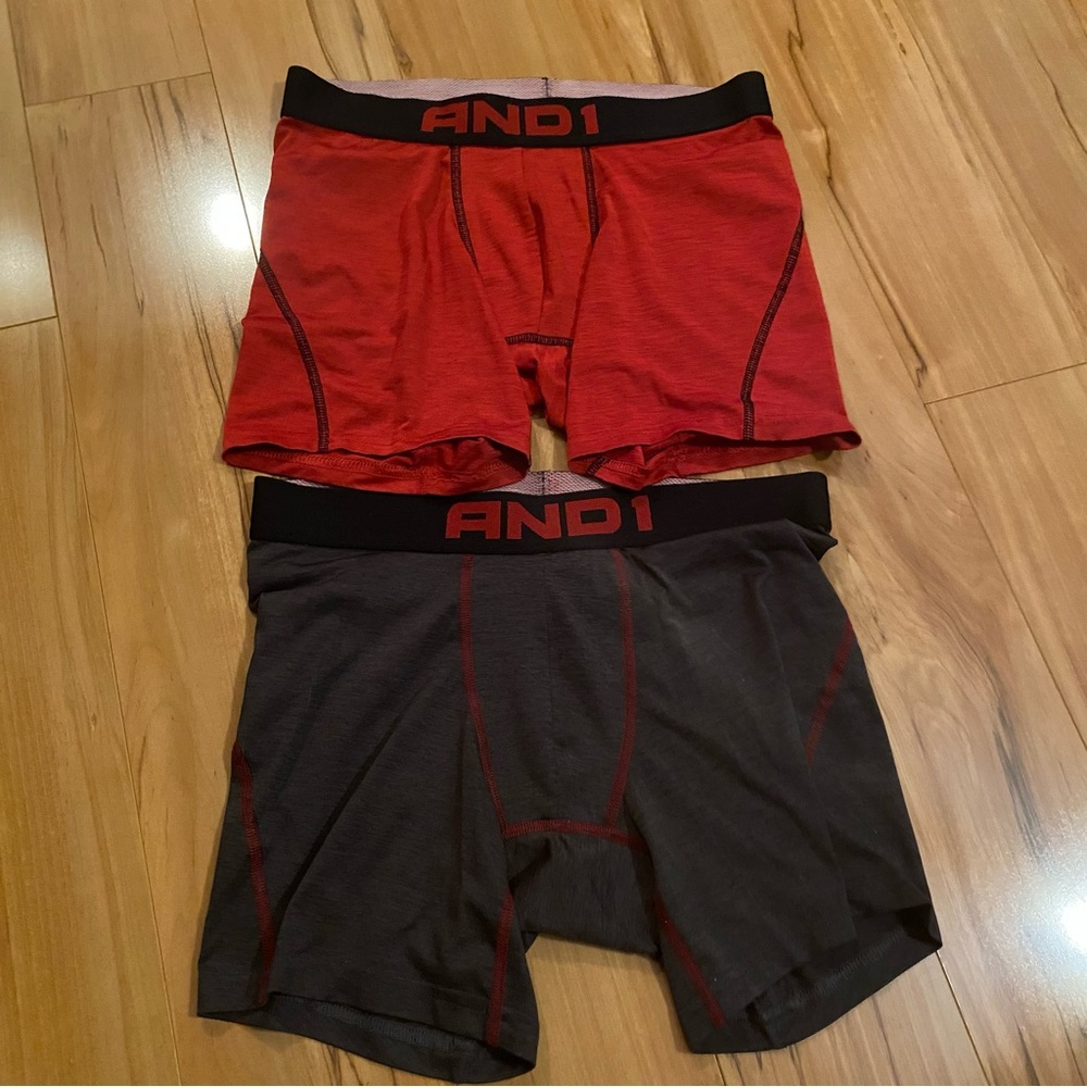 And1 Men’s Boxer Briefs – Red and Charcoal